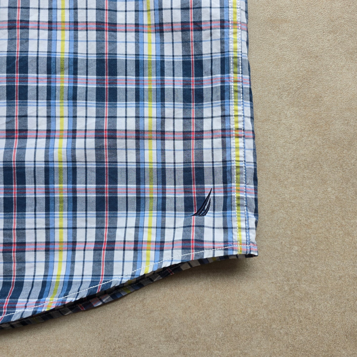 Nautica Plaid Short Sleeve Button Up Shirt - XL