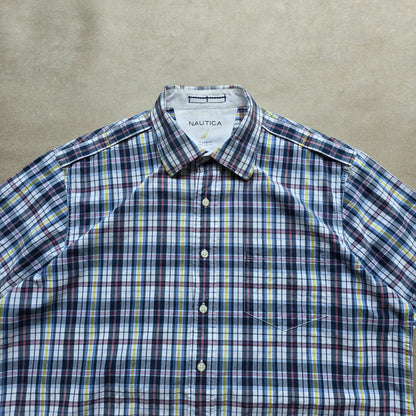 Nautica Plaid Short Sleeve Button Up Shirt - XL