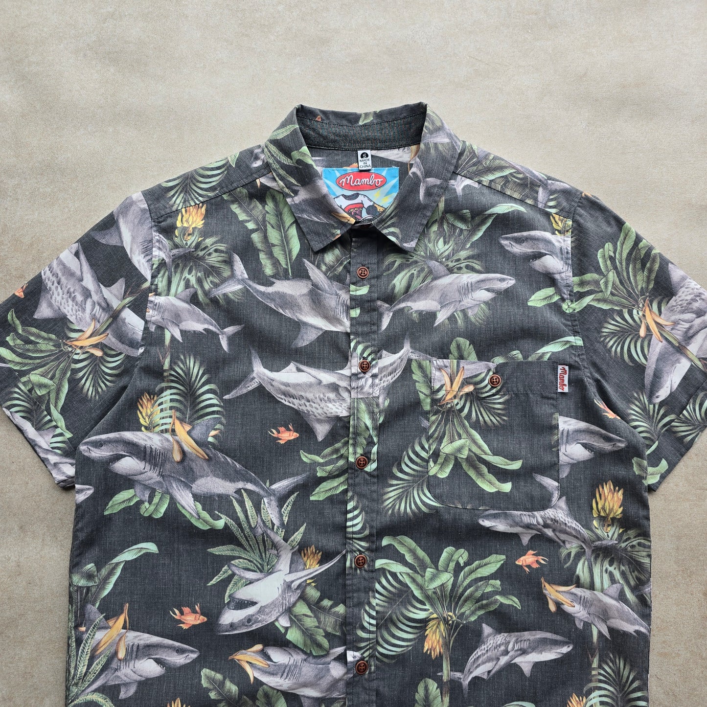 Mambo Loud Sharks Button Up Shirt - S