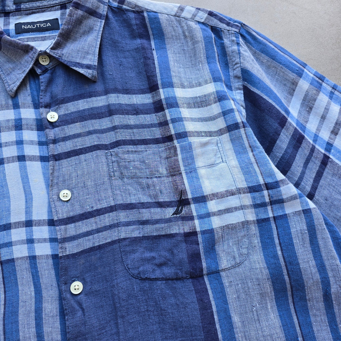 Nautica Linen Short Sleeve Button Up Shirt - M/L