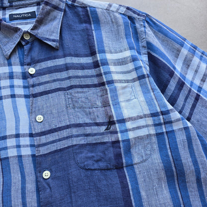 Nautica Linen Short Sleeve Button Up Shirt - M/L