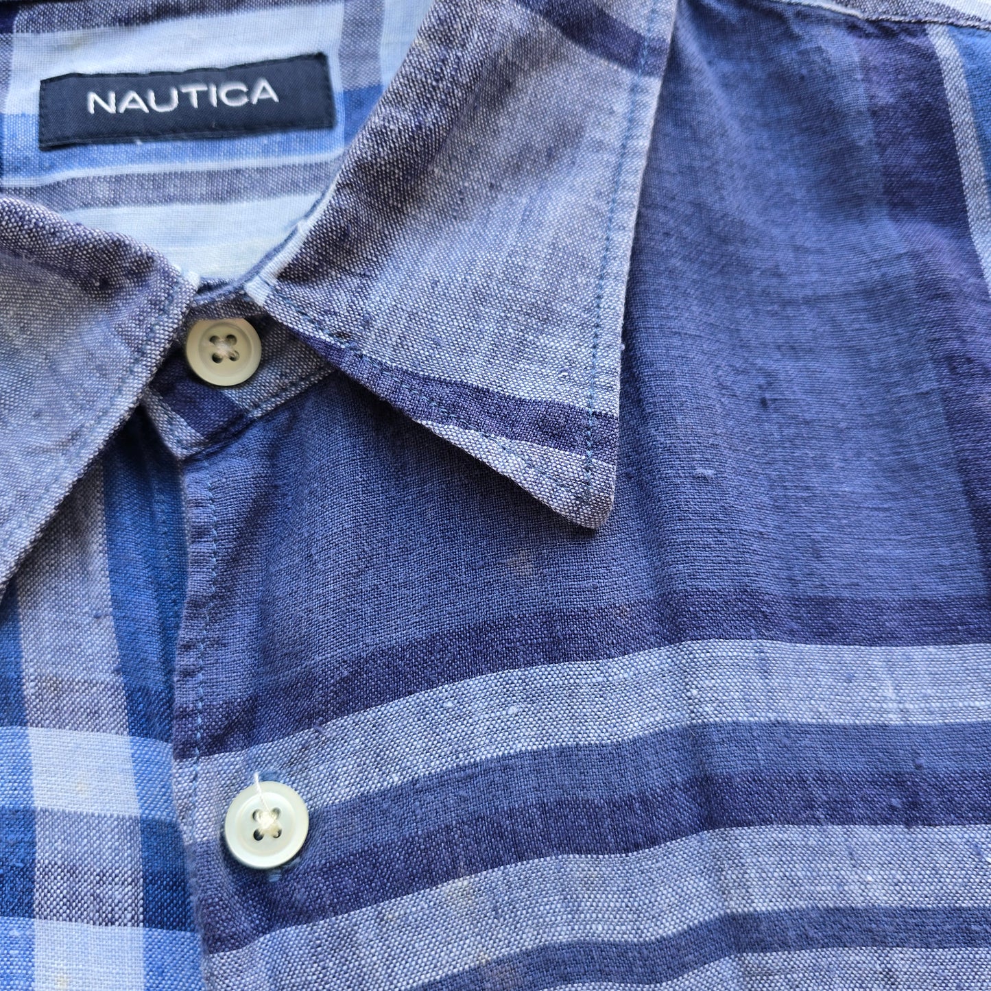 Nautica Linen Short Sleeve Button Up Shirt - M/L
