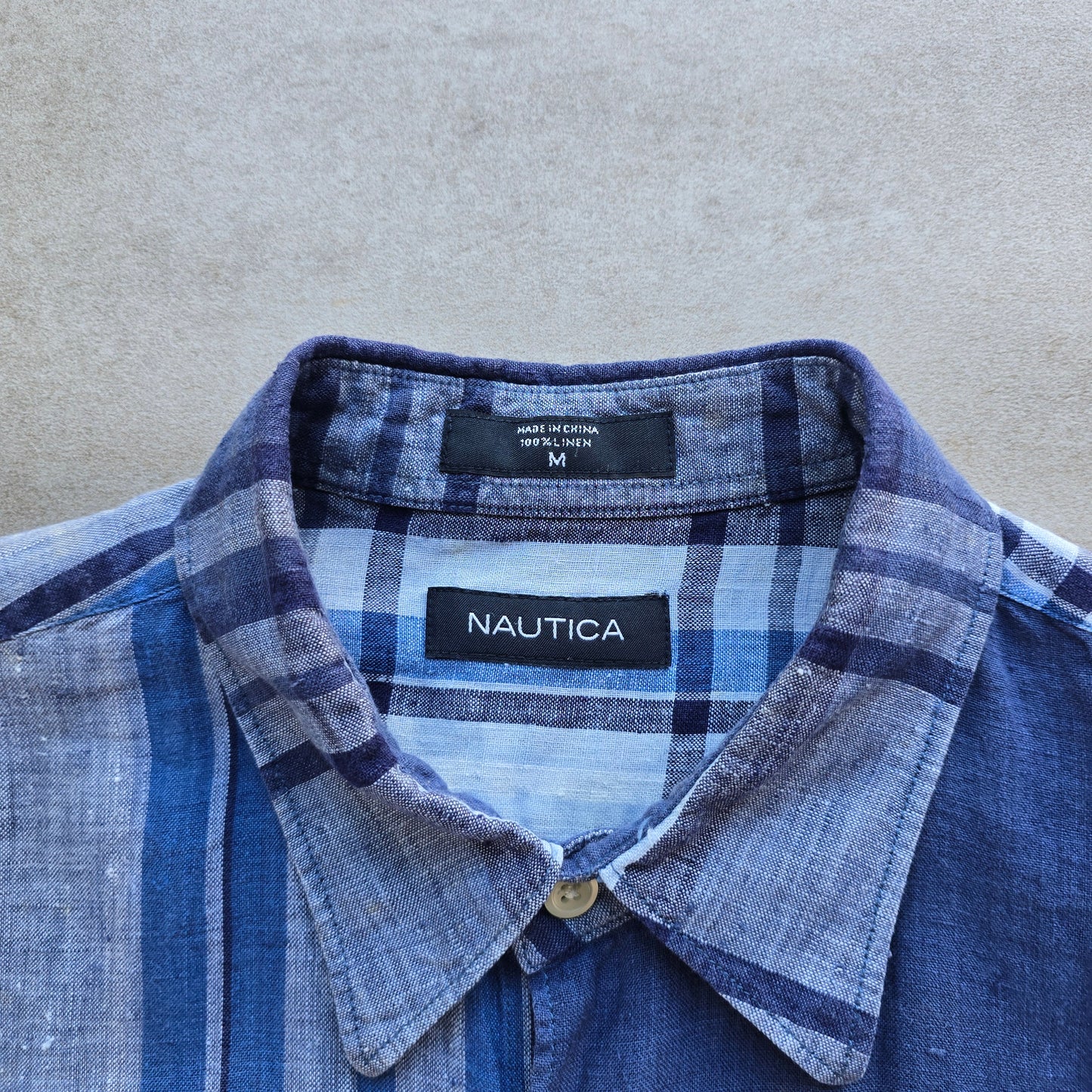 Nautica Linen Short Sleeve Button Up Shirt - M/L