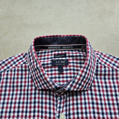Armani Jeans Check Long Sleeve Button Up Shirt - L
