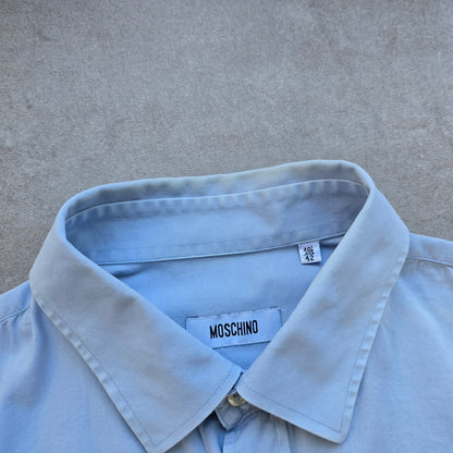 Moschino Embroidered Heart Blue Button Up Shirt - L