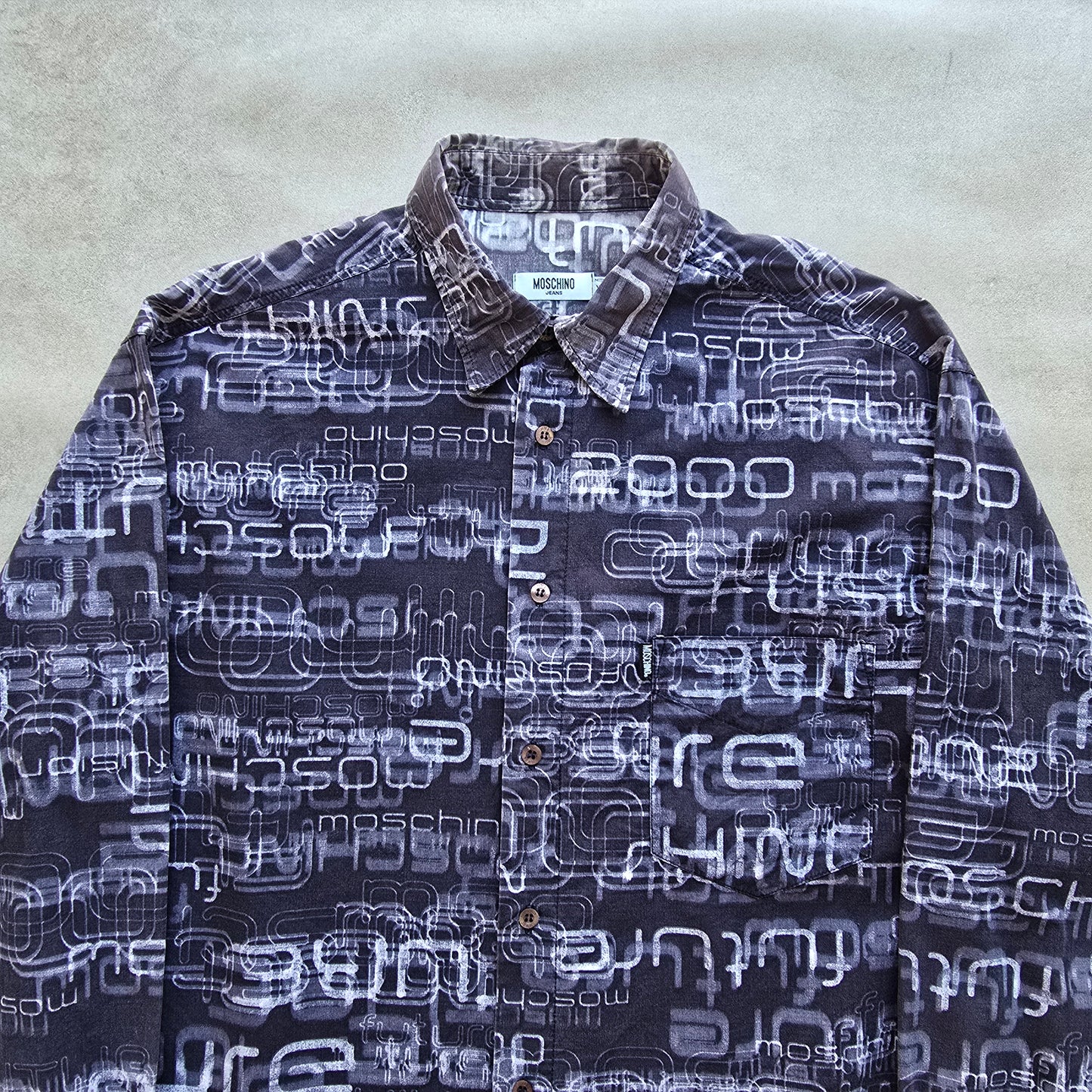 RARE Vintage Moschino 'Future' AOP Button Up Shirt - XL