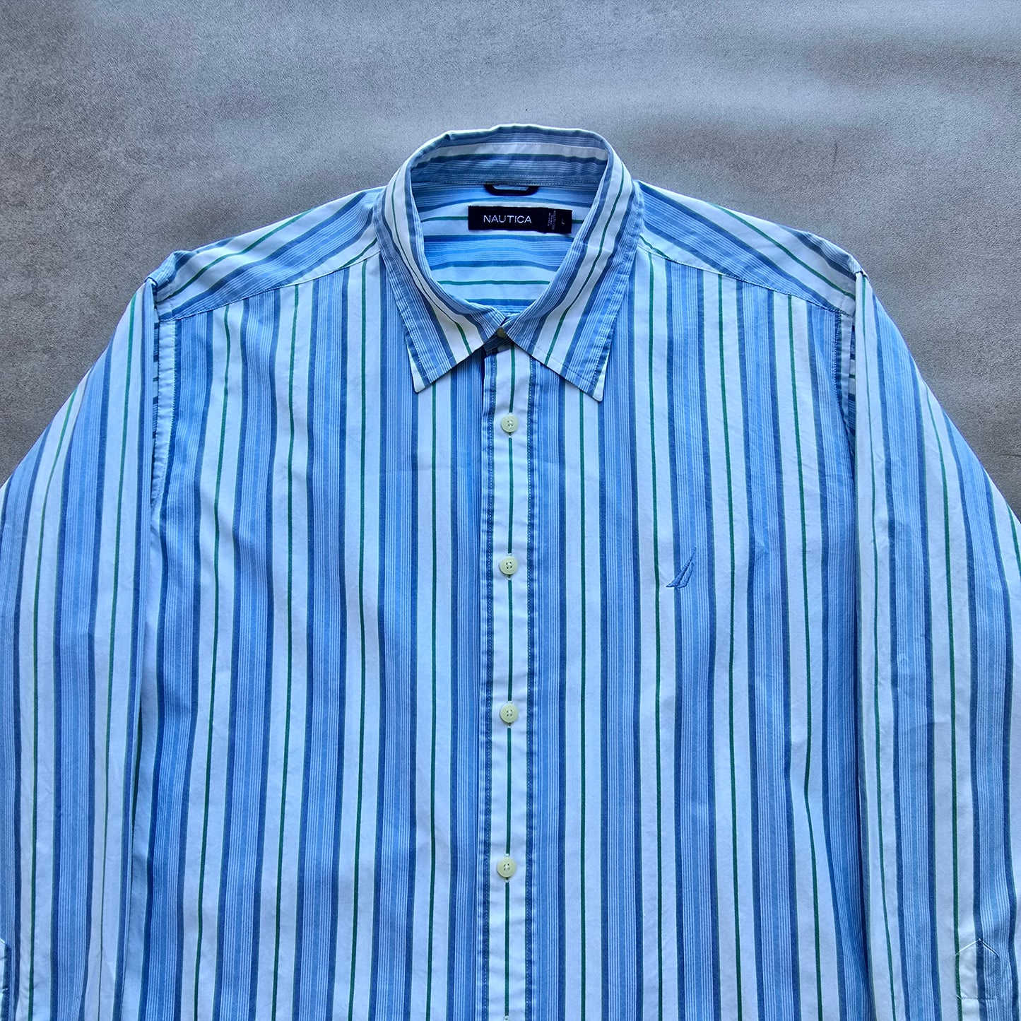Nautica Striped Long Sleeve Button Up Shirt - L