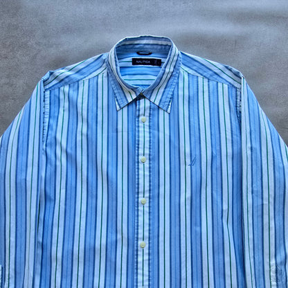 Nautica Striped Long Sleeve Button Up Shirt - L