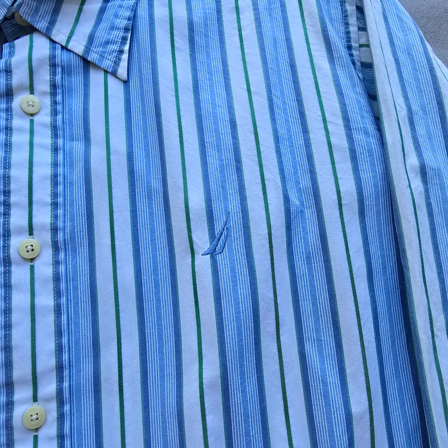 Nautica Striped Long Sleeve Button Up Shirt - L