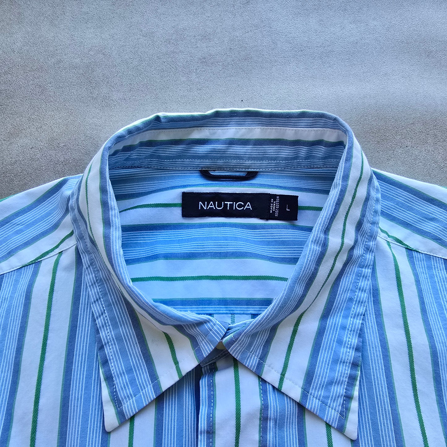 Nautica Striped Long Sleeve Button Up Shirt - L