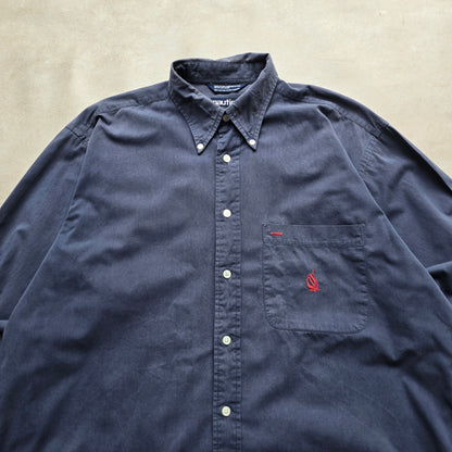 Vintage 90's Nautica Faded Button Up Shirt - L/XL