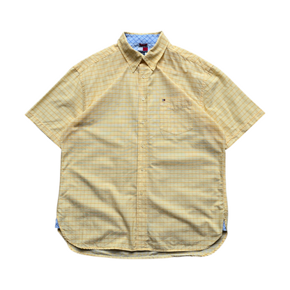 Vintage 90's Tommy Hilfiger Check Short Sleeve Button Up Shirt - XL
