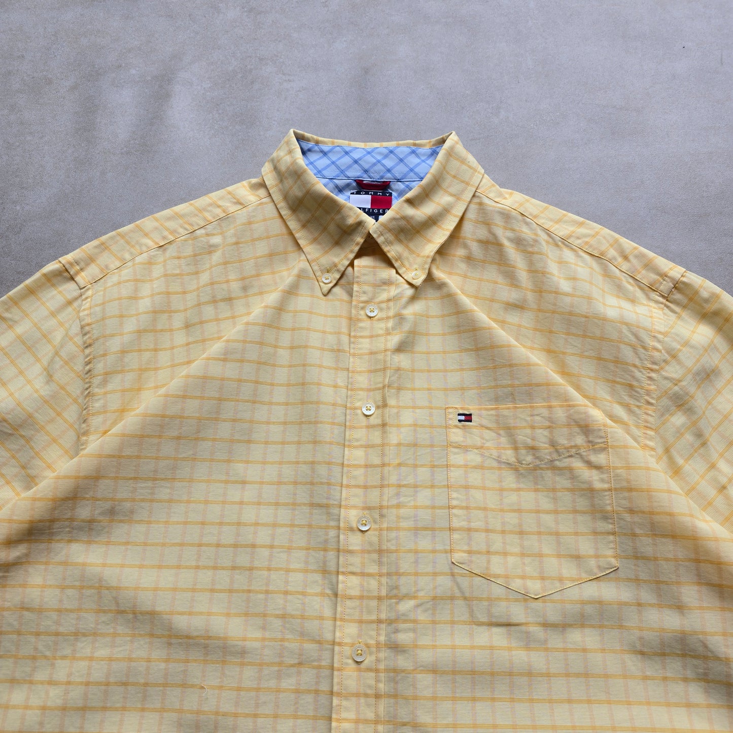 Vintage 90's Tommy Hilfiger Check Short Sleeve Button Up Shirt - XL