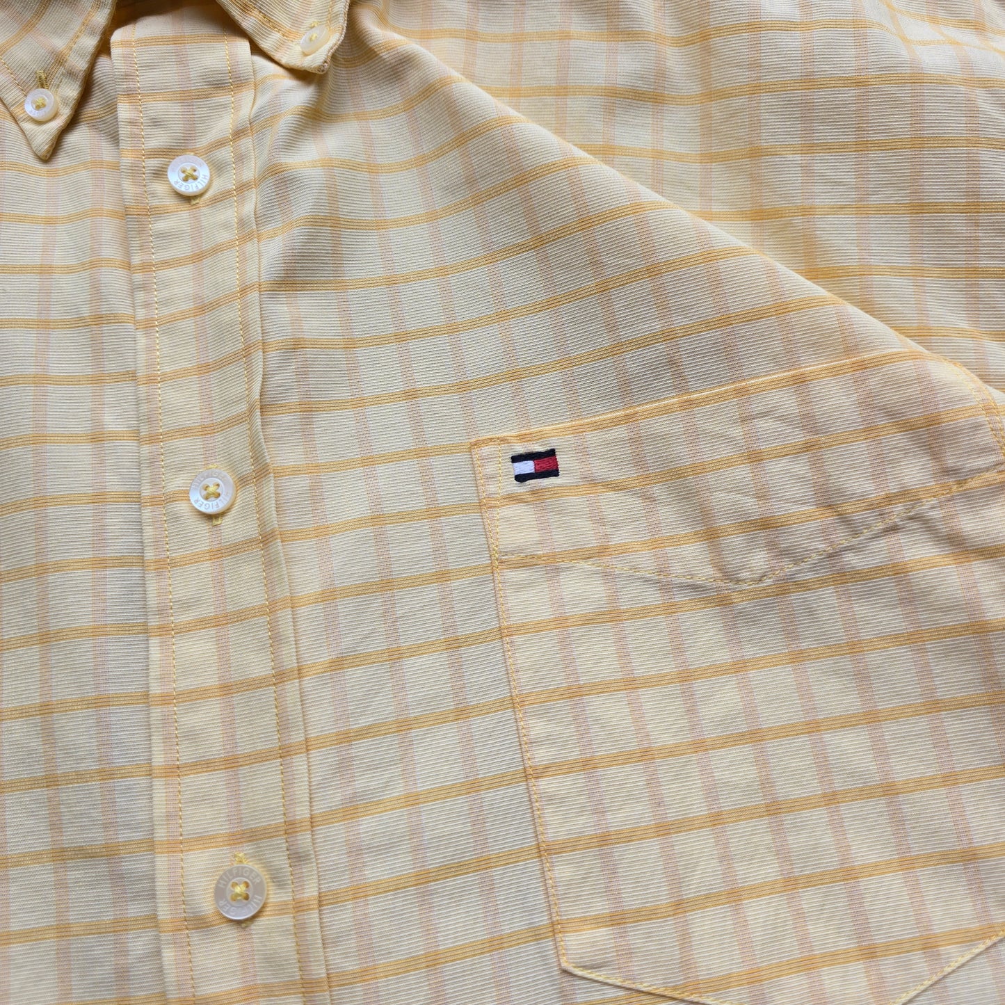 Vintage 90's Tommy Hilfiger Check Short Sleeve Button Up Shirt - XL