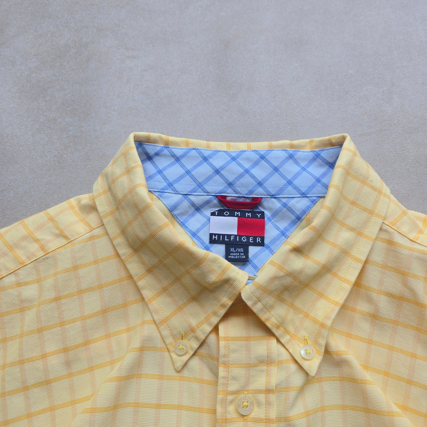 Vintage 90's Tommy Hilfiger Check Short Sleeve Button Up Shirt - XL