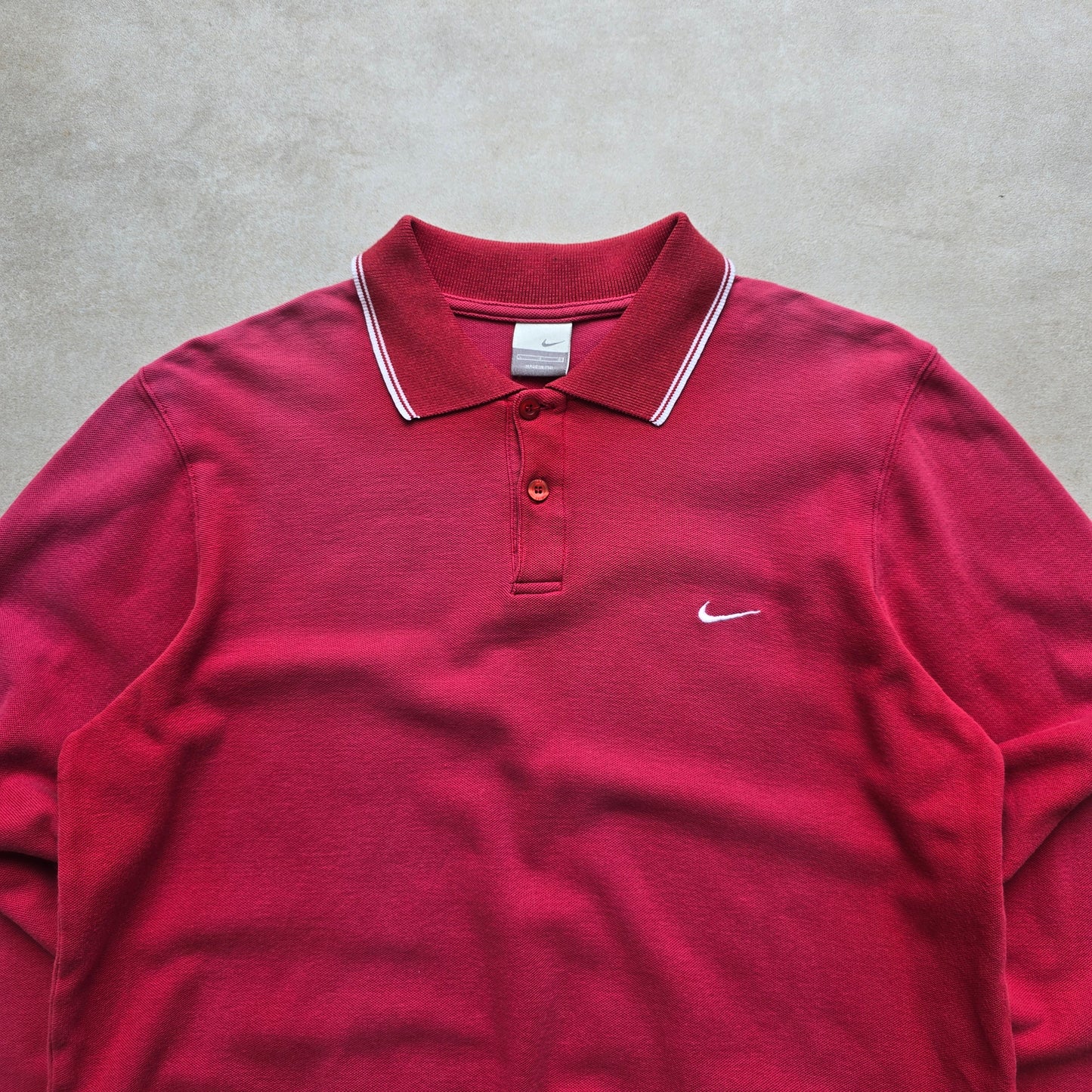 Vintage Nike Embroidered Mini Swoosh Long Sleeve Polo Shirt - M