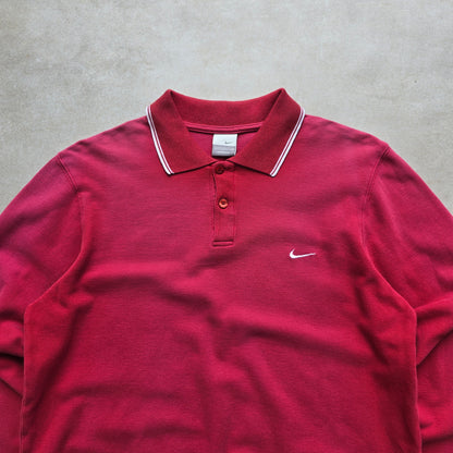 Vintage Nike Embroidered Mini Swoosh Long Sleeve Polo Shirt - M