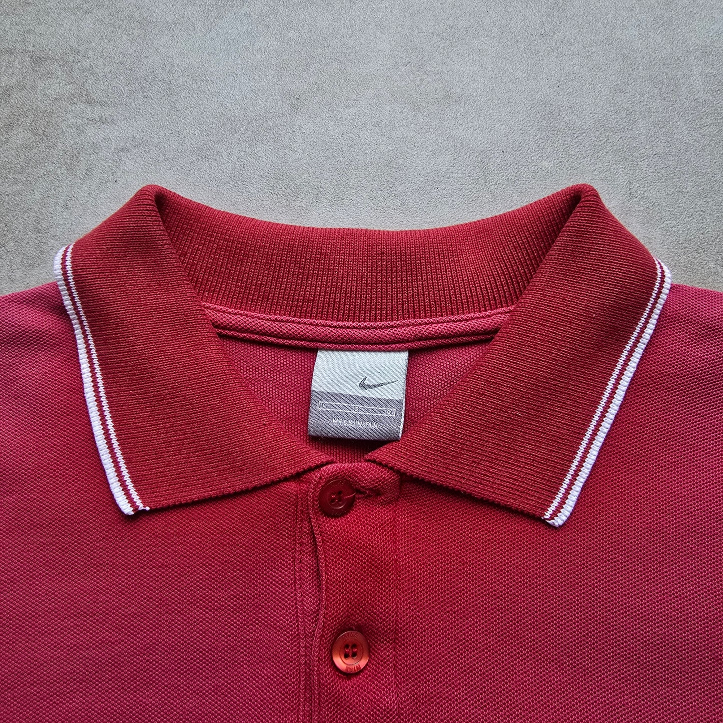 Vintage Nike Embroidered Mini Swoosh Long Sleeve Polo Shirt - M