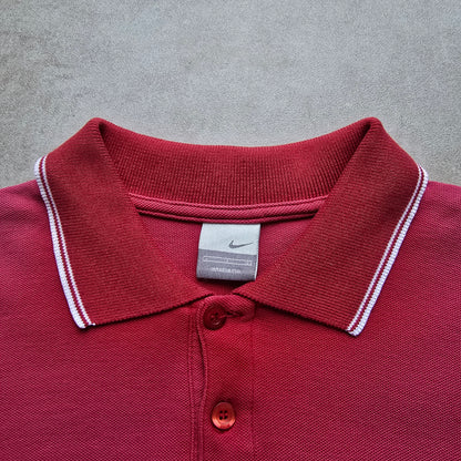 Vintage Nike Embroidered Mini Swoosh Long Sleeve Polo Shirt - M