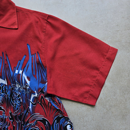 Vintage Y2K Mogul Dragon Short Sleeve Button Up Shirt - L