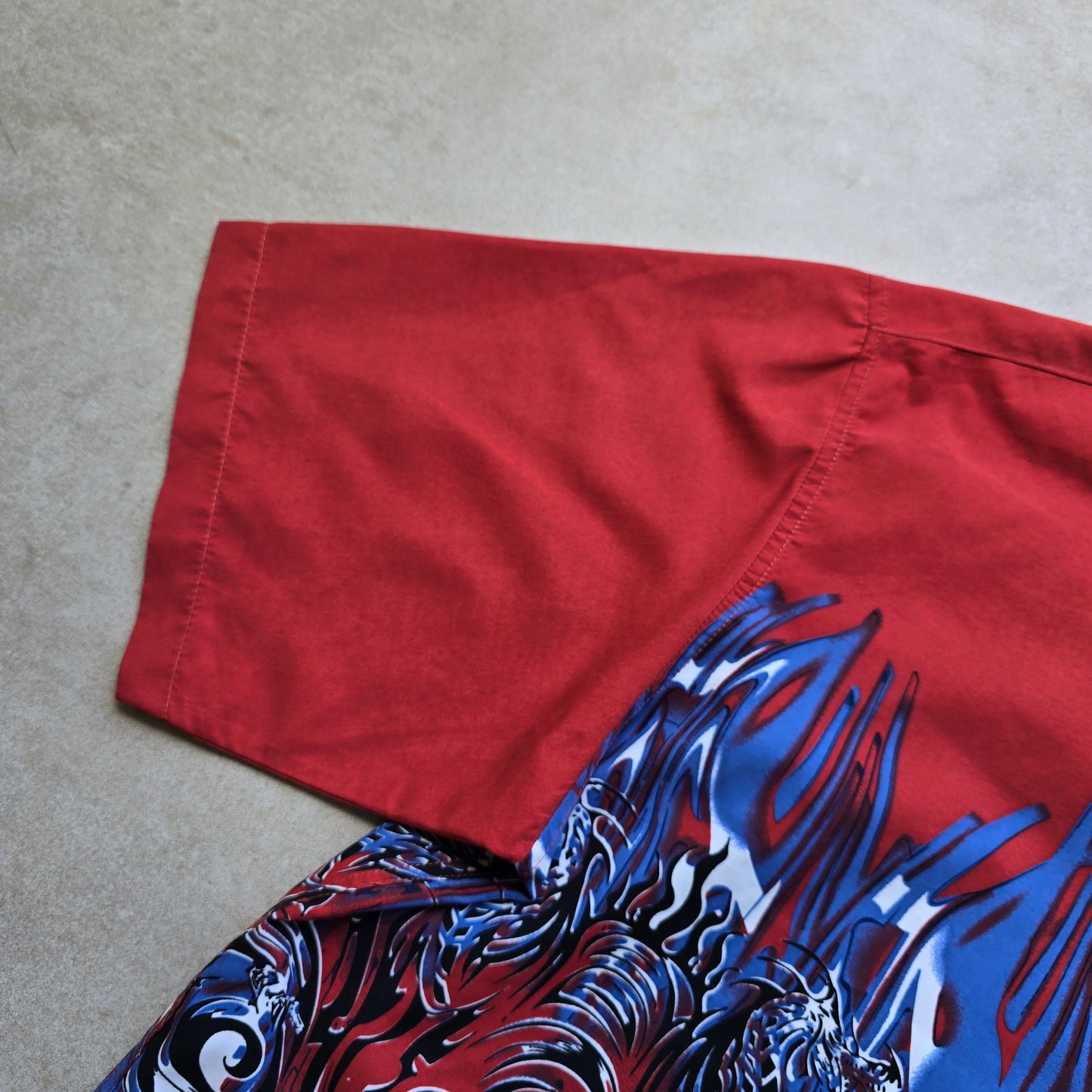 Vintage Y2K Mogul Dragon Short Sleeve Button Up Shirt - L