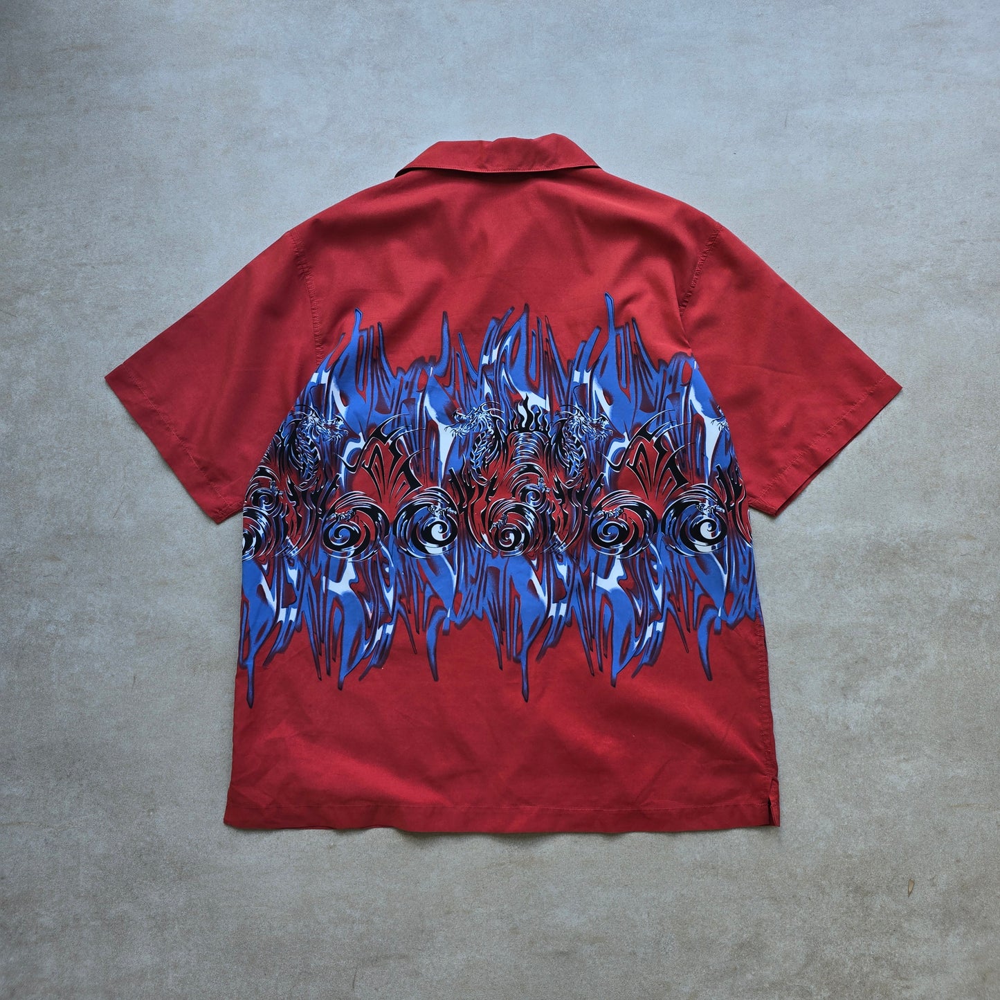 Vintage Y2K Mogul Dragon Short Sleeve Button Up Shirt - L