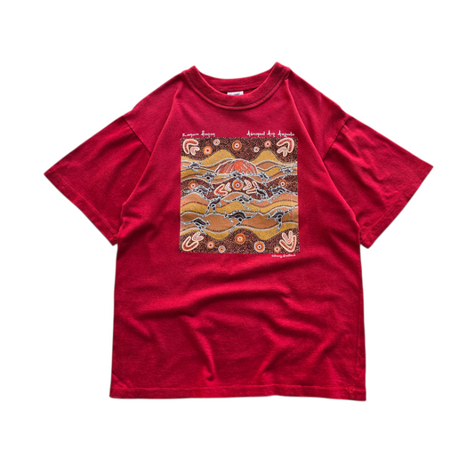 Vintage Kangaroo Hunting Aboriginal Art Tee - S