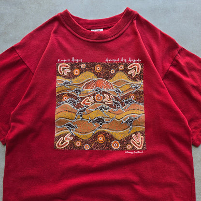 Vintage Kangaroo Hunting Aboriginal Art Tee - S