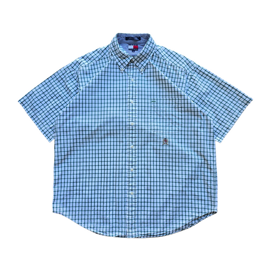 Vintage 90's Tommy Hilfiger Crest Short Sleeve Button Up Shirt - L