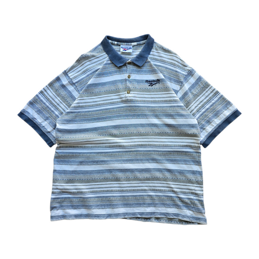 Vintage 90's Reebok Striped Polo Shirt - L