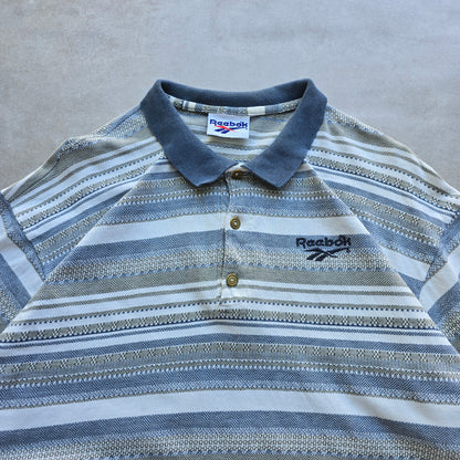Vintage 90's Reebok Striped Polo Shirt - L