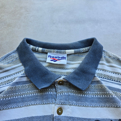 Vintage 90's Reebok Striped Polo Shirt - L