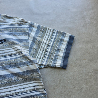 Vintage 90's Reebok Striped Polo Shirt - L
