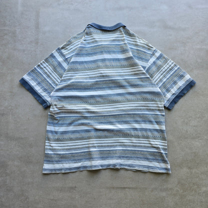 Vintage 90's Reebok Striped Polo Shirt - L