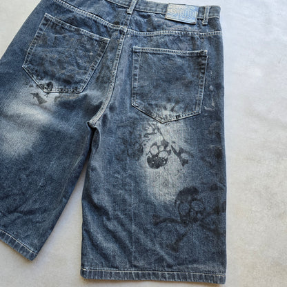RARE Vintage South Pole Skull Crossbone Baggy Jorts - 38