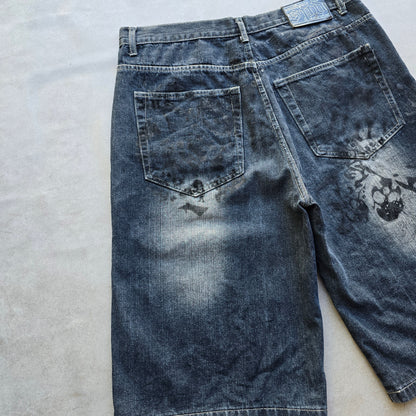 RARE Vintage South Pole Skull Crossbone Baggy Jorts - 38