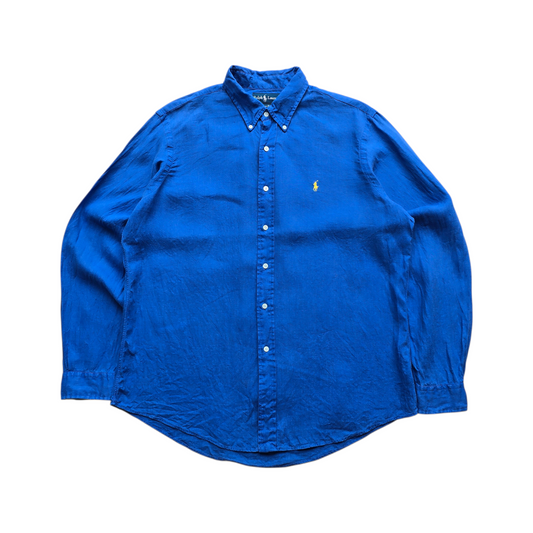 Vintage Ralph Lauren Linen Long Sleeve Button Up Shirt - XL