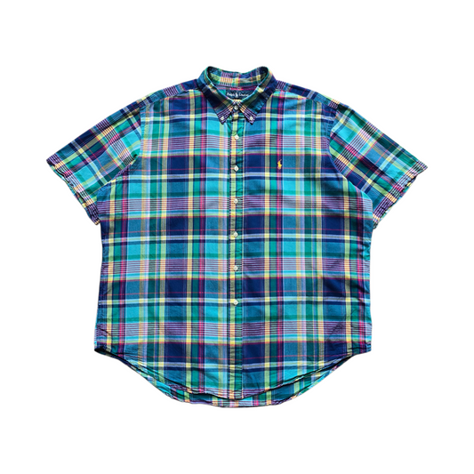 Vintage Ralph Lauren Plaid Short Sleeve Button Up Shirt - XXL