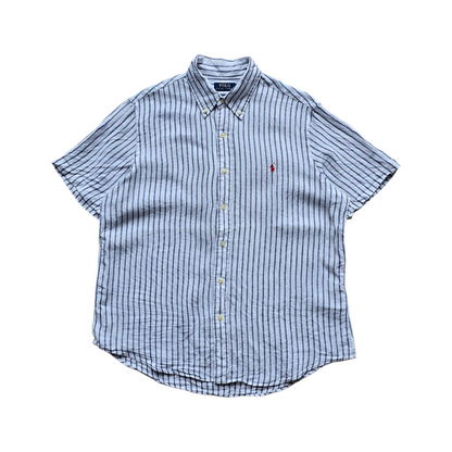 Ralph Lauren Striped Linen Short Sleeve Button Up Shirt - L