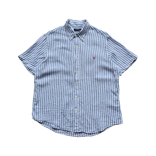 Ralph Lauren Striped Linen Short Sleeve Button Up Shirt - L