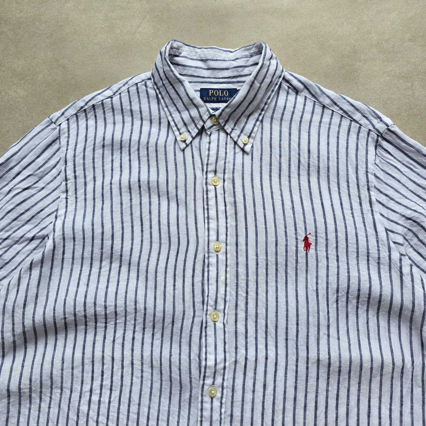 Ralph Lauren Striped Linen Short Sleeve Button Up Shirt - L