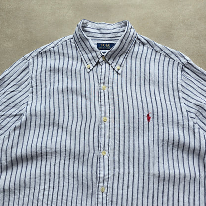Ralph Lauren Striped Linen Short Sleeve Button Up Shirt - L
