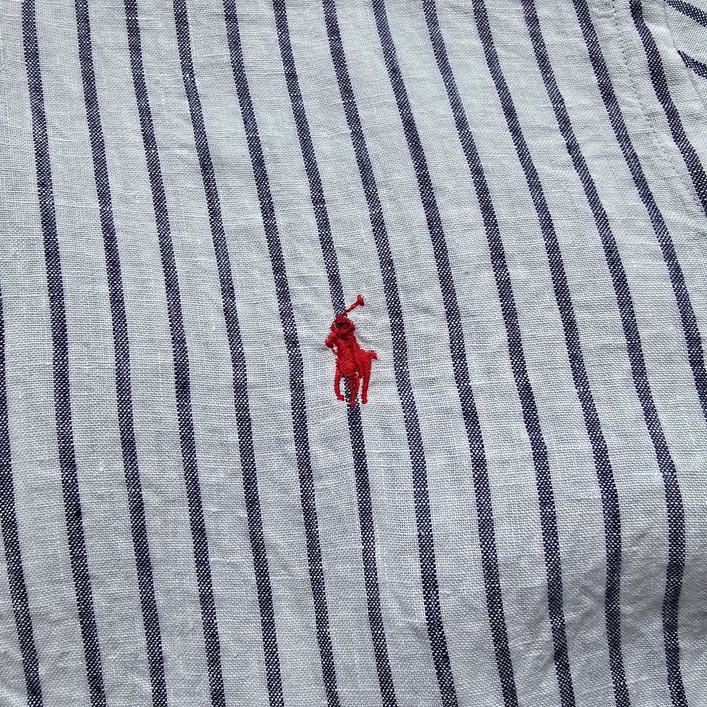 Ralph Lauren Striped Linen Short Sleeve Button Up Shirt - L
