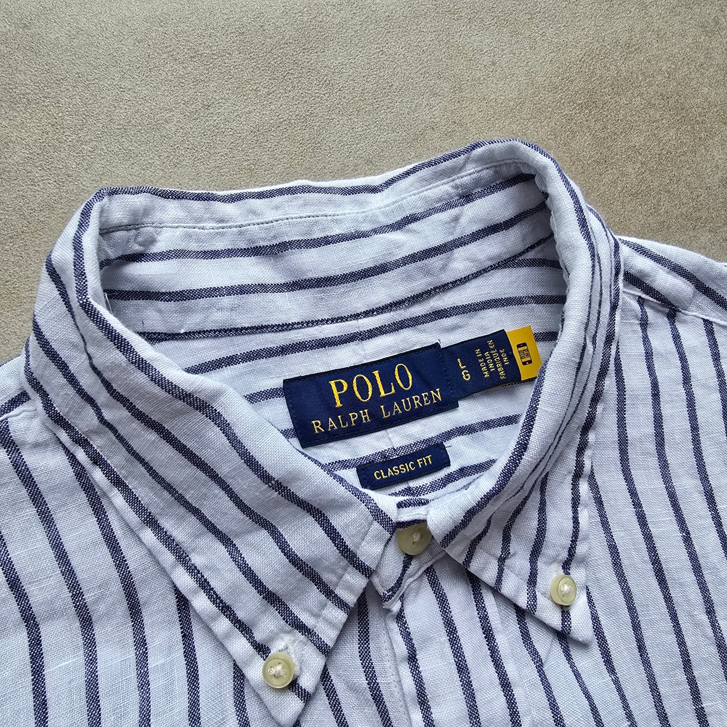 Ralph Lauren Striped Linen Short Sleeve Button Up Shirt - L