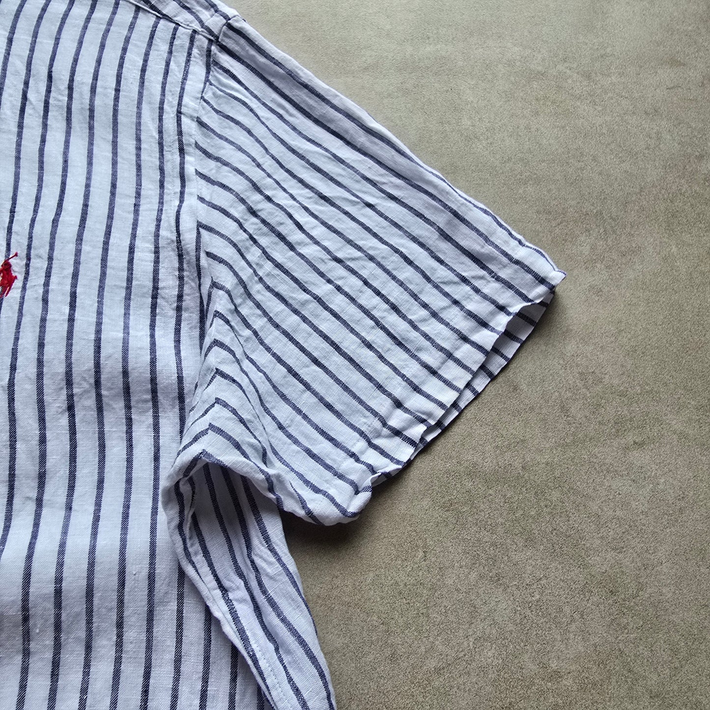 Ralph Lauren Striped Linen Short Sleeve Button Up Shirt - L