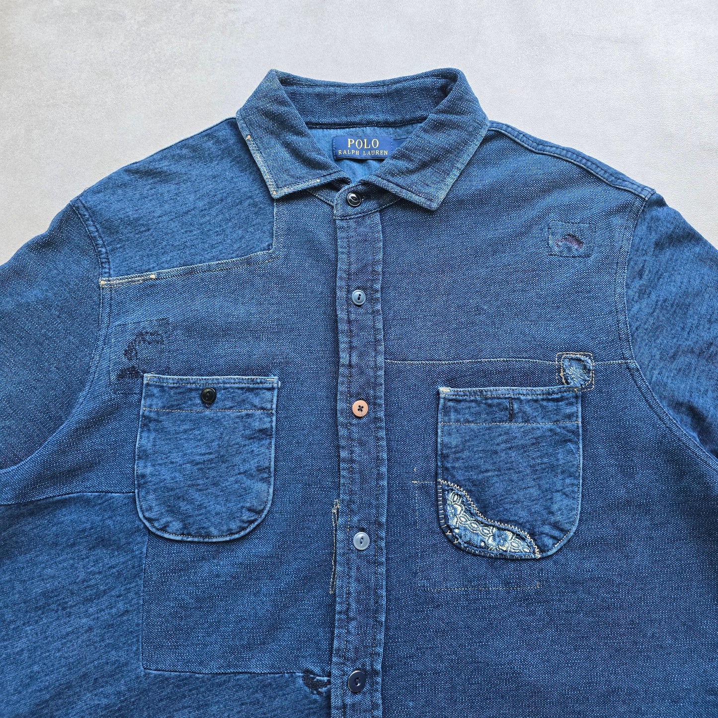RARE Ralph Lauren Cut n Sew Short Sleeve Button Up Shirt - L