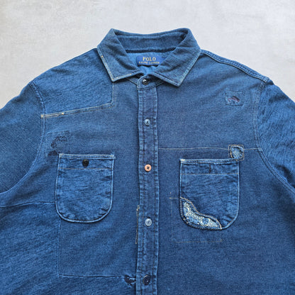 RARE Ralph Lauren Cut n Sew Short Sleeve Button Up Shirt - L