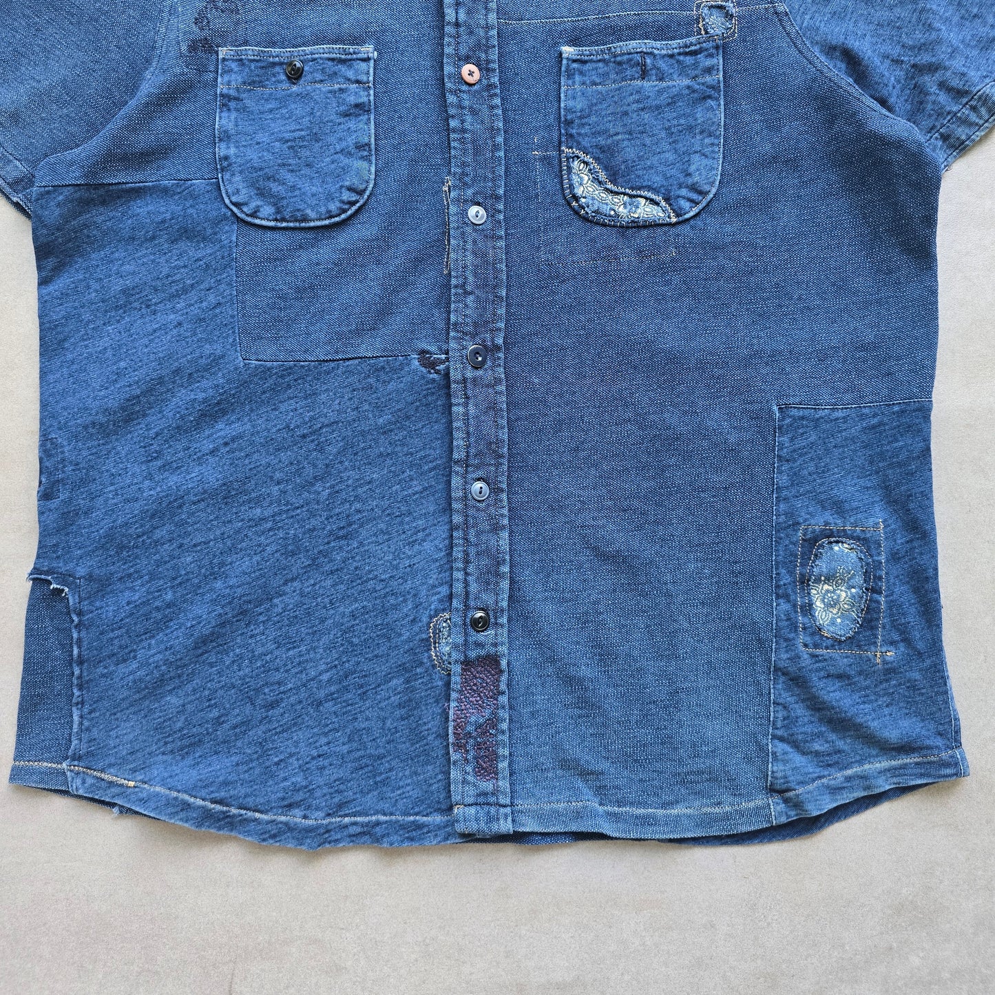 RARE Ralph Lauren Cut n Sew Short Sleeve Button Up Shirt - L