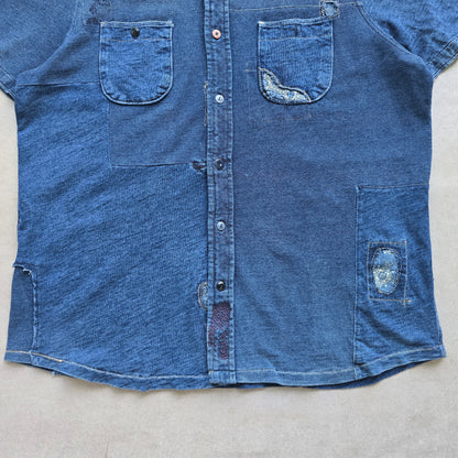 RARE Ralph Lauren Cut n Sew Short Sleeve Button Up Shirt - L