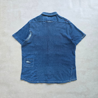 RARE Ralph Lauren Cut n Sew Short Sleeve Button Up Shirt - L